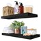 Sorbus Wood Floating Shelves for Wall - 16” Solid Wood Wall Shelves for Bathroom Decor, Books, Bedroom & Living Room - Set of 2 Black Wall Mounted Kitchen Shelves - Durable 100% Premium Solid Pine